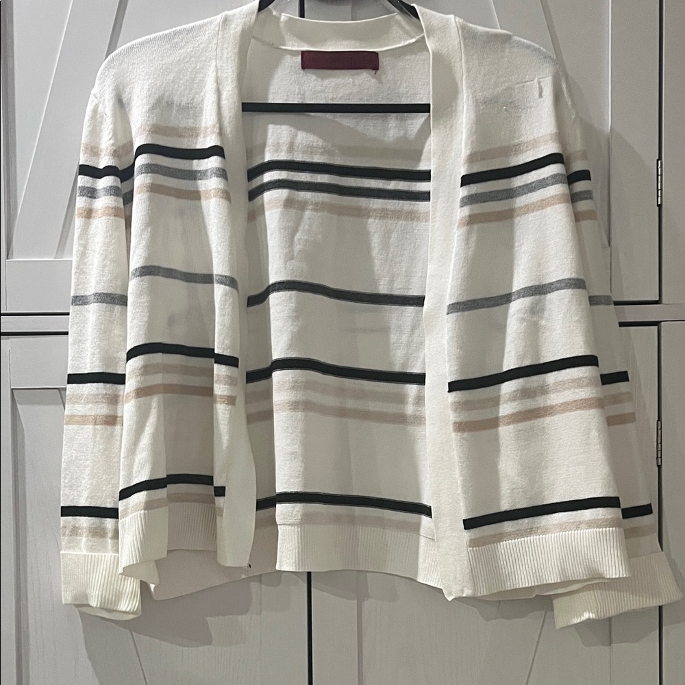 Elegant Striped Open Cardigan